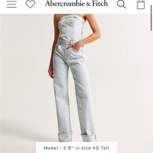 Abercrombie strapless denim jumpsuit